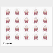 Sticker Rond Pink Cupcake Bow Sprinkles Baby Fête des mariées (Feuille)
