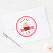 Sticker Rond Pink Cute Illustré Cupcake Bakery Alimentation aut (Enveloppe)