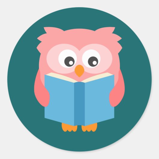 Sticker Rond Pink cute reading (Devant)