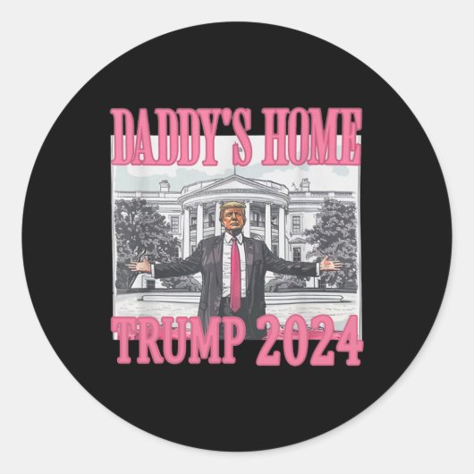 Sticker Rond Pink Daddys Accueil Trump 2024 (Devant)
