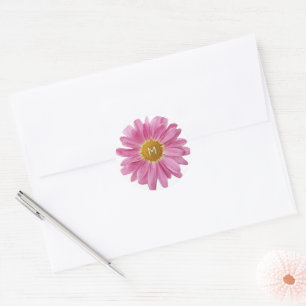 Sticker Rond Pink Daisy INITIAL Printemps moderne coloré amusan