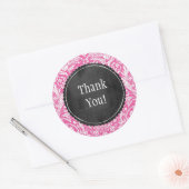 Sticker Rond Pink Damask Pattern Flower Chalkboard personnalisa (Enveloppe)