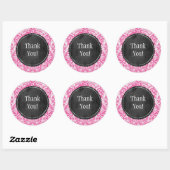 Sticker Rond Pink Damask Pattern Flower Chalkboard personnalisa (Feuille)