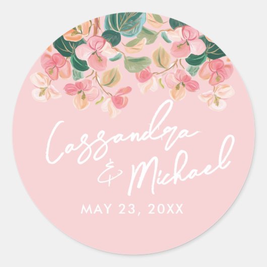 Sticker Rond Pink Desert Floral Wedding (Devant)
