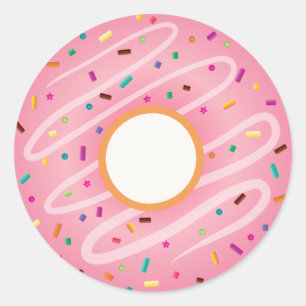 Sticker Rond Pink Donut with Rainbow Sprinkles