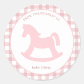 Sticker Rond Pink En vichy fille enveloppe cachet (Devant)