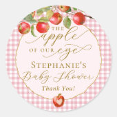 Sticker Rond Pink En vichy La Pomme De Notre Baby shower D'Auto (Devant)