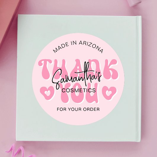 Sticker Rond Pink esthétique Rétro Merci Super