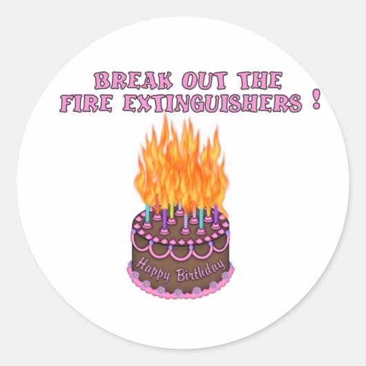 Sticker Rond Pink Fire Extinguisher Anniversaire Gâteau (Devant)