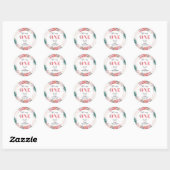 Sticker Rond Pink Floral 1st Birthday (Feuille)