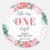Sticker Rond Pink Floral 1st Birthday (Devant)