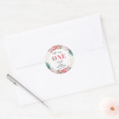 Sticker Rond Pink Floral 1st Birthday (Enveloppe)