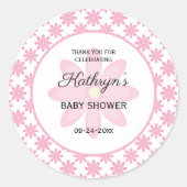 Sticker Rond Pink Floral Baby Shower  (Devant)