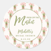 Sticker Rond Pink Floral Bow Fresh Off The Market (Devant)