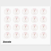 Sticker Rond Pink Floral Coquette Bow Bunny 1st Birthday (Feuille)