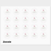 Sticker Rond Pink Floral Mixer Bakery Product Name (Feuille)