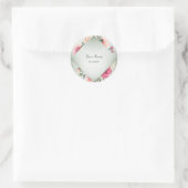 Sticker Rond Pink Floral Rustic Geometric Green Party (Sac)