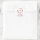 Sticker Rond Pink floral wreath bow First Communion (Sac)