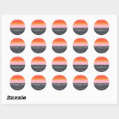 Sticker Rond Pink Funky Super Zig Zag Waves Chevron Motif (Feuille)