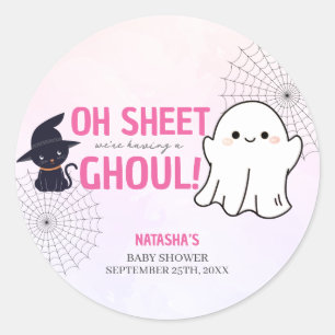 Sticker Rond Pink Ghoul Halloween Baby shower fille