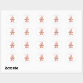 Sticker Rond Pink Gingerbread Man Christmas  (Feuille)