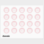 Sticker Rond Pink Gingham Coquette Bow Baby Shower Favor (Feuille)