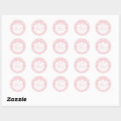 Sticker Rond Pink Gingham Coquette Bow Baptism Favor (Feuille)