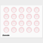 Sticker Rond Pink Gingham Coquette Bow Bridal Shower Seal (Feuille)