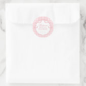 Sticker Rond Pink Gingham Coquette Bow Bridal Shower Seal (Sac)