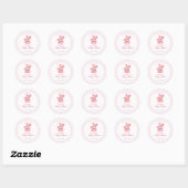Sticker Rond Pink Gingham Teddy Bear Neutral Baby Shower (Feuille)