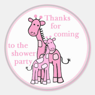 Sticker Rond Pink Giraffes douche fête collant rond