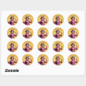 Sticker Rond Pink Girl Superhero Birthday Party (Feuille)