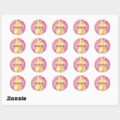 Sticker Rond Pink Glam Stripes Gold Tropical Pineappy (Feuille)