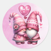 Sticker Rond Pink Gnome Valentine Couple (Devant)