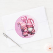 Sticker Rond Pink Gnome Valentine Couple (Enveloppe)