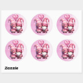Sticker Rond Pink Gnome Valentine Couple (Feuille)