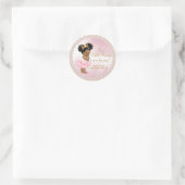 Sticker Rond Pink Gold Afro Princess Baby shower Favoriser (Sac)