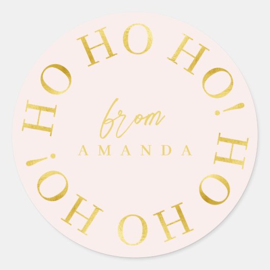 Sticker Rond Pink Gold Christmas Ho Ho Ho ID1009 (Devant)