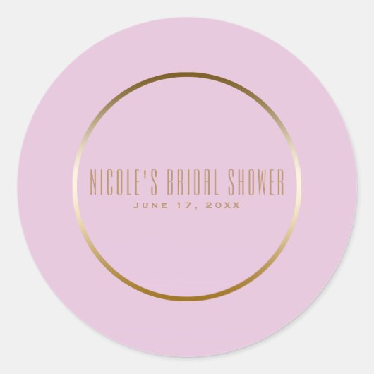 Sticker Rond Pink & Gold Elegant Classy Glam Wedding Favor (Devant)