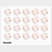 Sticker Rond Pink Gold Floral Par Tea Anniversaire (Feuille)