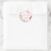 Sticker Rond Pink Gold Floral Par Tea Anniversaire (Sac)