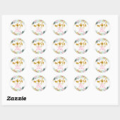 Sticker Rond Pink Gold Safari verdure Anniversaire (Feuille)