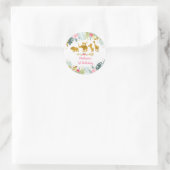 Sticker Rond Pink Gold Safari verdure Anniversaire (Sac)