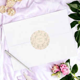 Sticker Rond Pink Green Retro Y2K les années 70 Fleur Motif