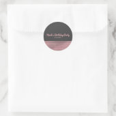 Sticker Rond Pink & Grey Séquins De Glam Moderne Chic Elegant F (Sac)