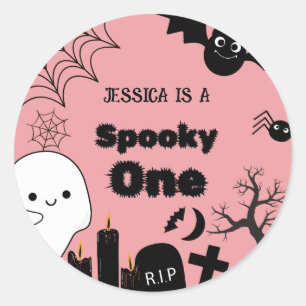 Sticker Rond Pink Halloween Sppoky Un premier anniversaire fête