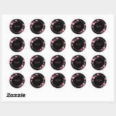 Sticker Rond Pink Heart Black Geometric Wedding Party Elegant C (Feuille)