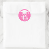 Sticker Rond Pink Hot Vine Script Monogramme Graduation do-it-y (Sac)