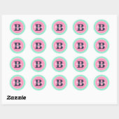 Sticker Rond Pink Initial et nom (Feuille)