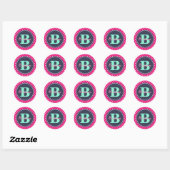 Sticker Rond Pink Initial et nom (Feuille)